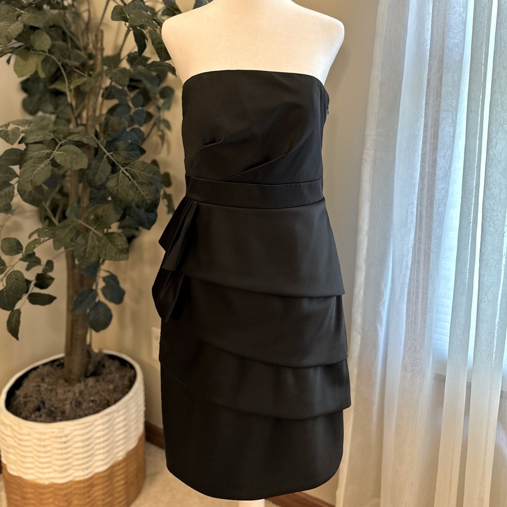 Black satin cocktail dress